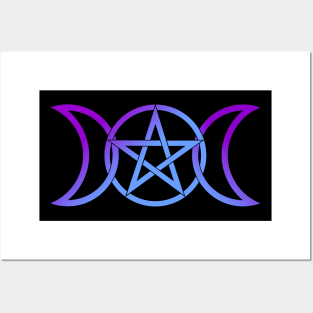 Triple Moon Goddess light purple to blue Posters and Art